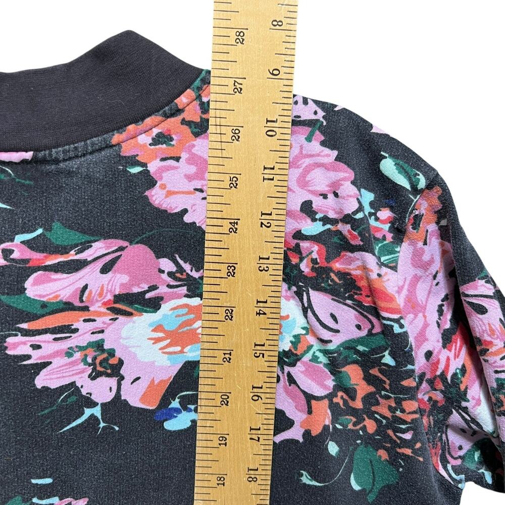VTG 90s Womens Floral Sweatshirt Jacket Sz M Snap Front Grannycore Cottage Retro - Picture 8 of 9
